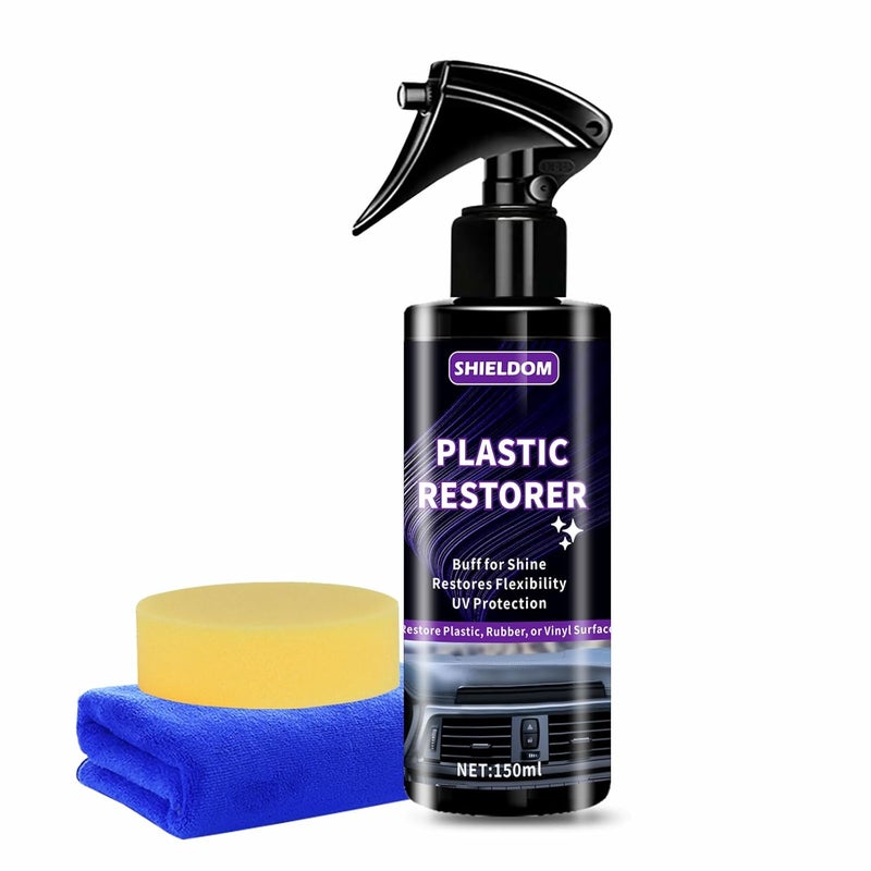 SHIELDOM Plastic Restorer for Cars Ceramic Plastic Coating Black Trim Quick Restoration Bring Faded Rubber and Vinyl Back to Life, Buff for Shine, Restore Flexibility, UV Protection - 5oz/150ml - Image 1